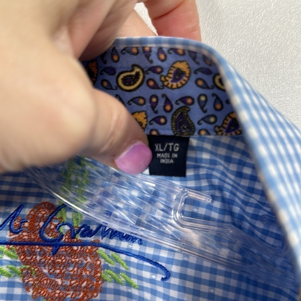 Robert Graham blue and white button-down dress shirt size XL - Picture 6 of 13